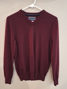 Club Room Men's Burgundy V-Neck Sweater